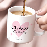 Personalized Chaos Coordinator Pink Coffee Mug<br><div class="desc">Sip in style with the Personalized Chaos Coordinator Pink Coffee Mug! This modern and minimalist mug features a fun script design that perfectly captures the spirit of event planners and moms who thrive in chaos. It is an ideal gift for anyone juggling the demands of wedding planning and beyond.</div>