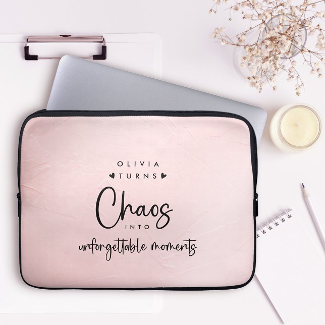 Personalized Chaos Coordinator Pink Laptop Sleeve (Creator Uploaded)
