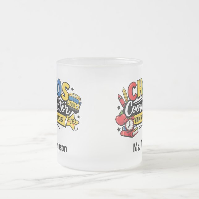 Personalized Chaos  Coordinator Teacher  Frosted Glass Coffee Mug (Center)
