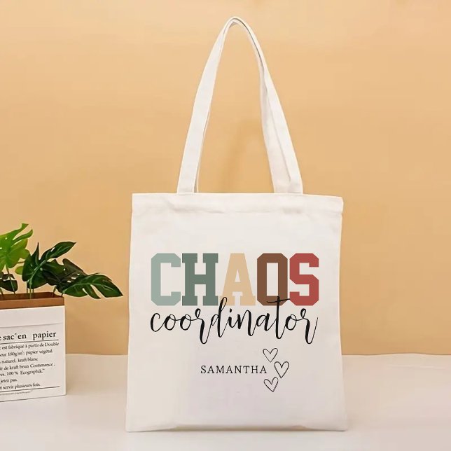 Personalized Chaos Coordinator Tote Bag, Mom Gift (Gift for teacher, teacher birthday gift, tote bag for teacher, mom gift, chaos coordinator gift)