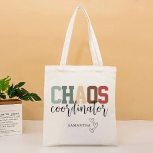 Personalized Chaos Coordinator Tote Bag, Mom Gift Bag