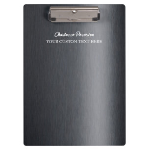 Personalized Charcoal Black Metal Clipboard