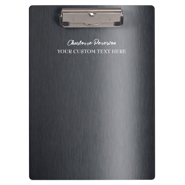 Personalized Charcoal Black Metal   Clipboard (Front)