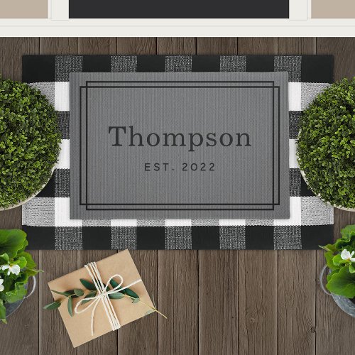 Personalized Charcoal Family Last Name Monogram Doormat