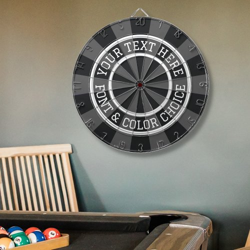 Personalized Charcoal Gray or Custom Color Text Dart Board