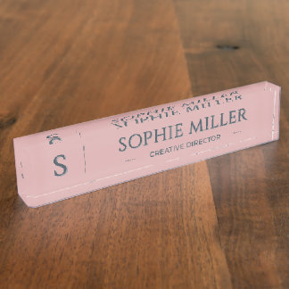 Personalized Charcoal Name Dusty Rose Gift Desk Name Plate