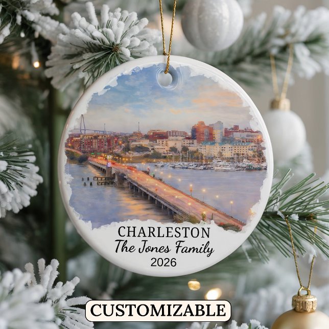 Personalized Charleston, Custom South Carolina Ceramic Ornament (Creator Uploaded)