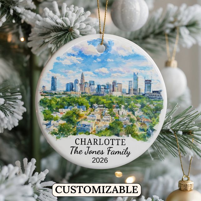 Personalized Charlotte, Custom North Carolina Ceramic Ornament (Creator Uploaded)