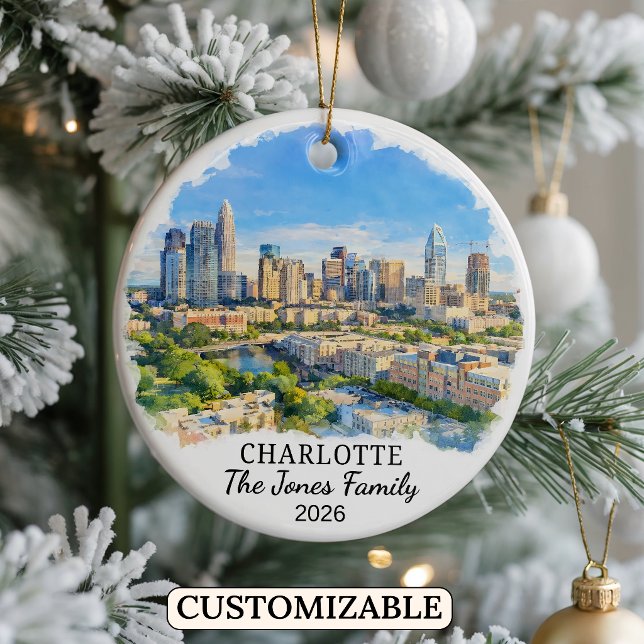 Personalized Charlotte, Custom North Carolina Ceramic Ornament (Creator Uploaded)