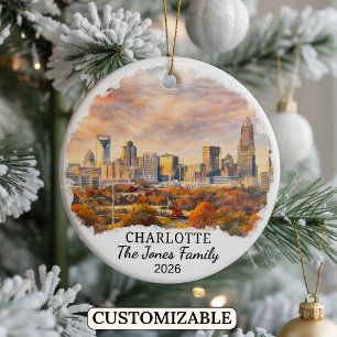 Personalized Charlotte, Custom North Carolina Ceramic Ornament