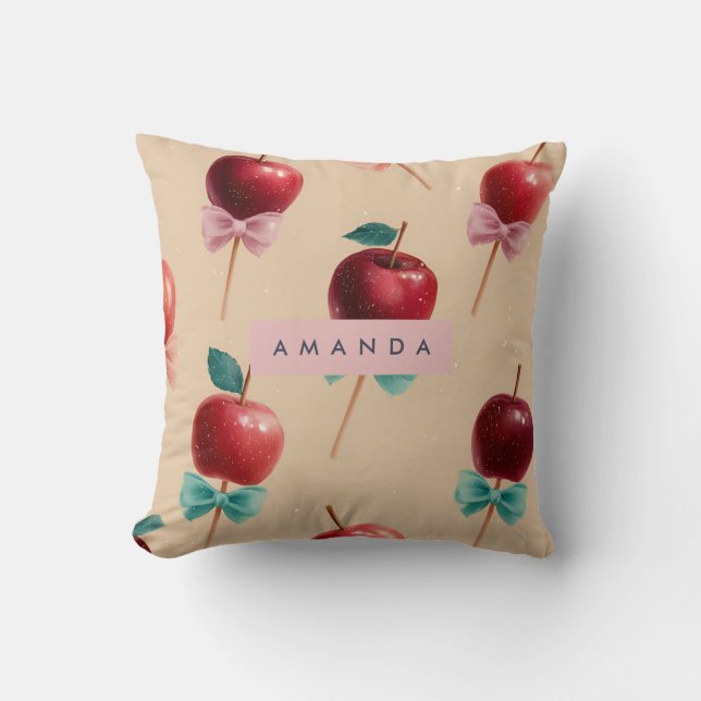 Personalized Charming Candy Apple Pattern Throw Pillow (Front)