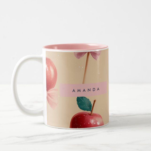 Personalized Charming Candy Apple Pattern Two-Tone Coffee Mug (Left)