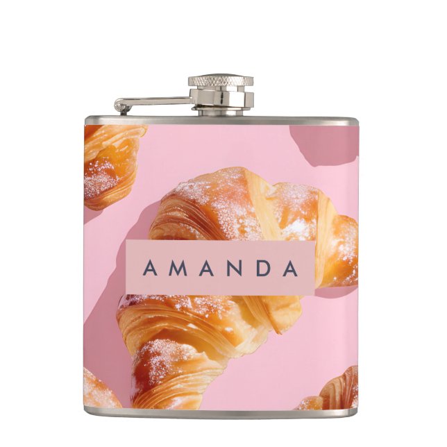Personalized Charming Croissant Delight Flask (Front)