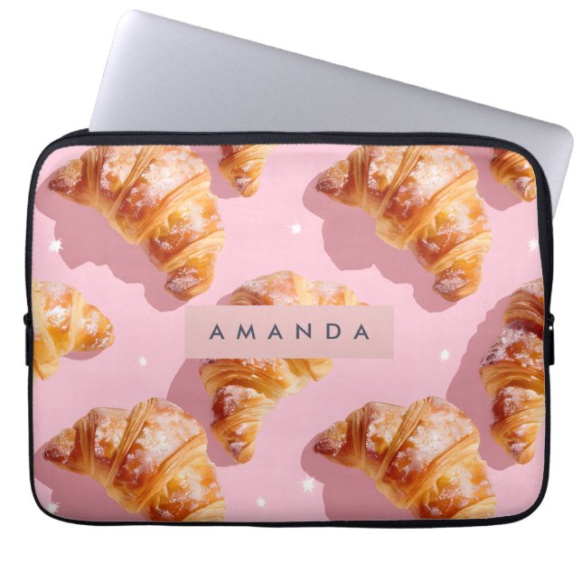 Personalized Charming Croissant Delight Laptop Sleeve (Front)
