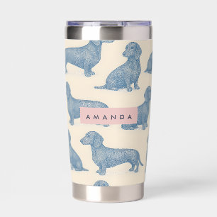 Personalized Charming Elegant Dachshund Pattern Insulated Tumbler