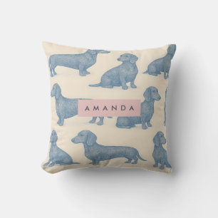 Personalized Charming Elegant Dachshund Pattern Throw Pillow