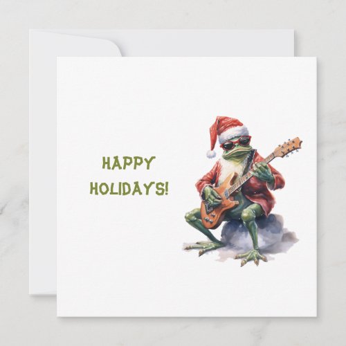 Personalized Charming Funny Christmas Frog Band  Holiday Card