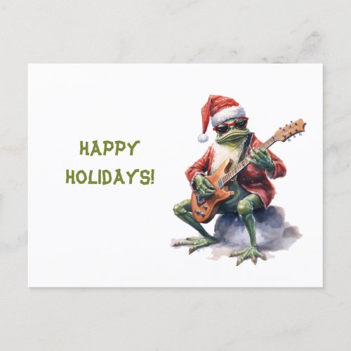 Personalized Charming Funny Christmas Frog Band  Postcard