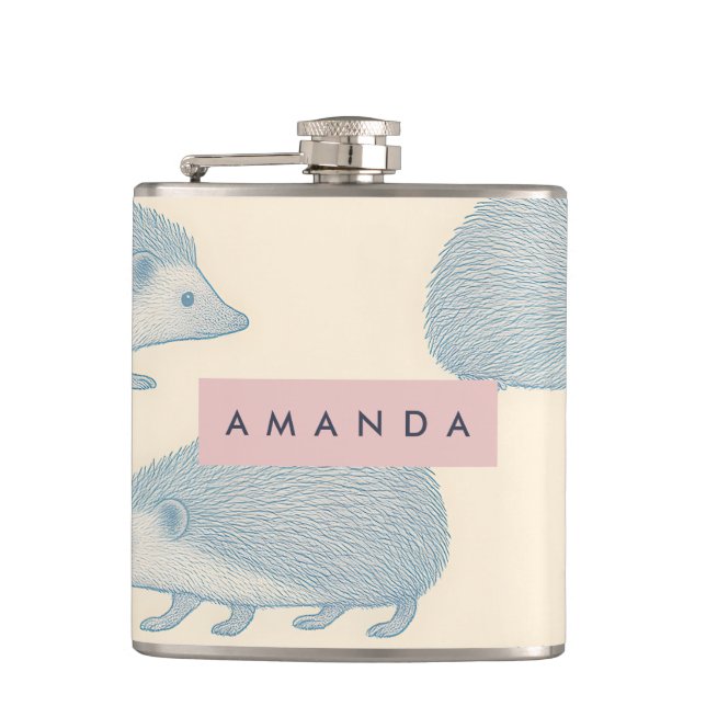 Personalized Charming Hedgehog Pattern Flask (Front)