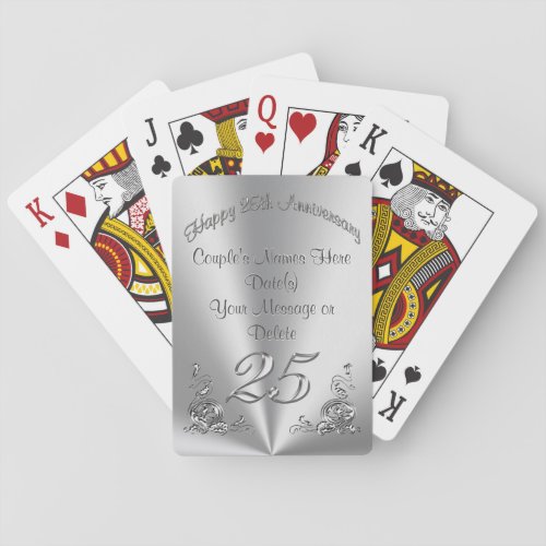 Personalized Cheap 25th Wedding Anniversary Gifts Poker Cards