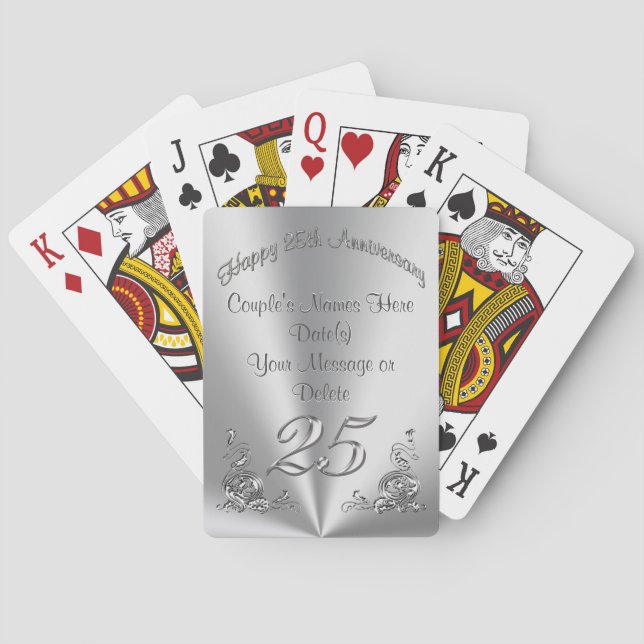 Personalized Cheap 25th Wedding Anniversary Gifts Poker Cards (Back)