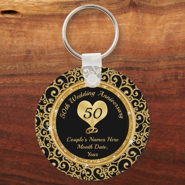 Personalized, Cheap 50th Anniversary Favors,  Keychain (Front)