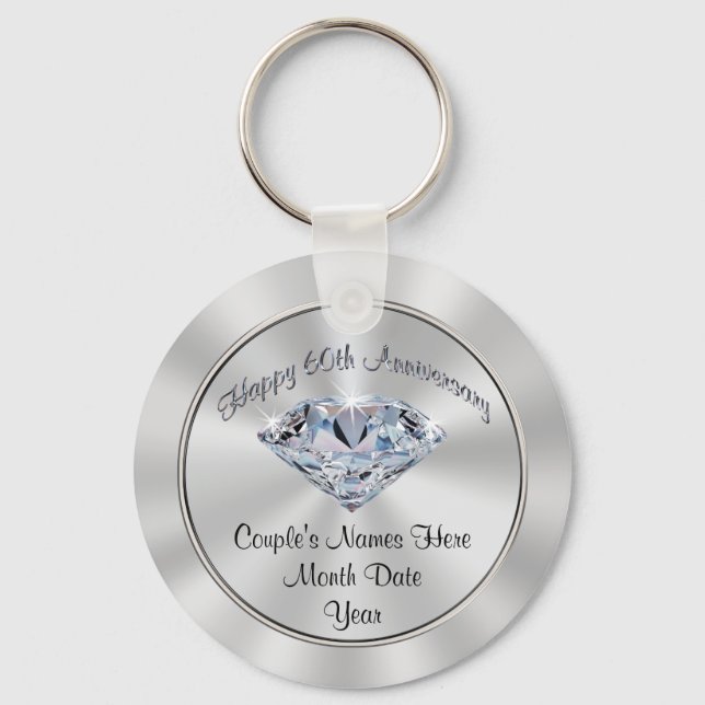 Personalized Cheap 60th Anniversary Party Favors Keychain (Front)