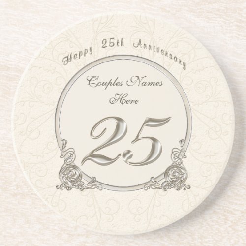 Personalized Cheap Anniversary Gifts 25 years Coaster
