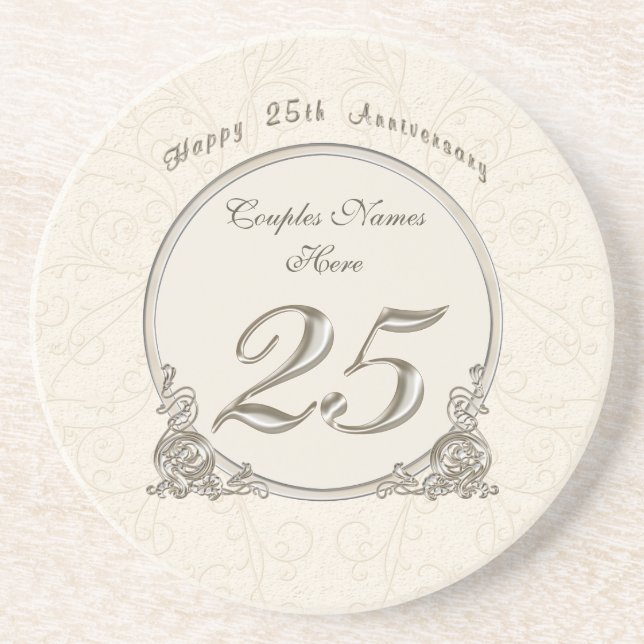 Personalized Cheap Anniversary Gifts 25 years Coaster (Front)