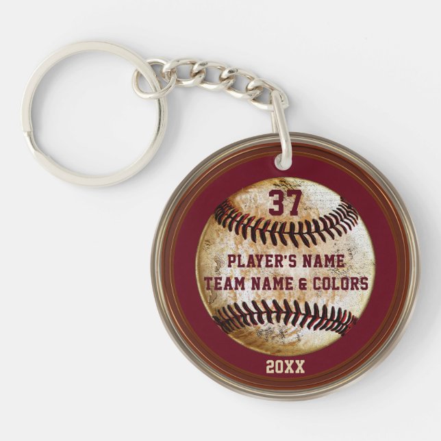 Personalized Cheap Baseball Gifts for Boys Keychain (Front)