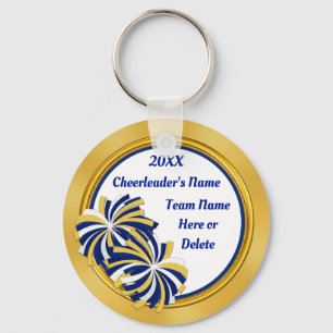 Personalized Cheap Cheerleader Gifts, Blue, Gold Keychain
