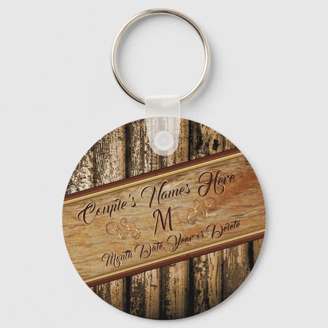 Personalized Cheap Rustic Wedding Party Favors Keychain (Front)