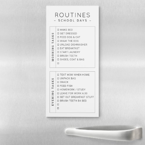 Personalized Checkbox 2 Sections Routine Tasks Mag Magnetic Notepad