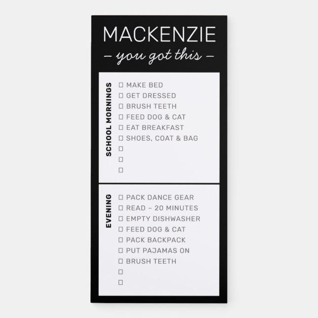 Personalized Checkbox Routine Reminders Magnetic Notepad (Front)