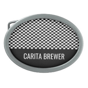 Personalized Checkerboard Belt Buckle