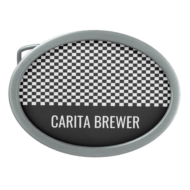 Personalized Checkerboard Belt Buckle (Front)