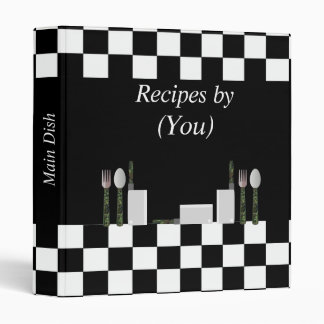Personalized Checkerboard Black and White Cookbook Binder