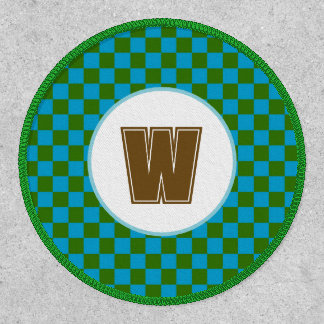 Personalized Checkerboard Earthy Vibe | Green Blue Patch