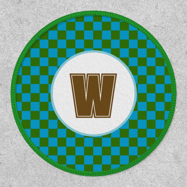 Personalized Checkerboard Earthy Vibe | Green Blue Patch (Front)