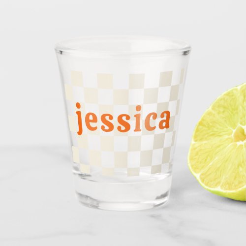 Personalized checkerboard party birthday gift shot glass