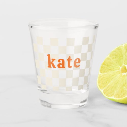 Personalized checkerboard party birthday gift shot glass