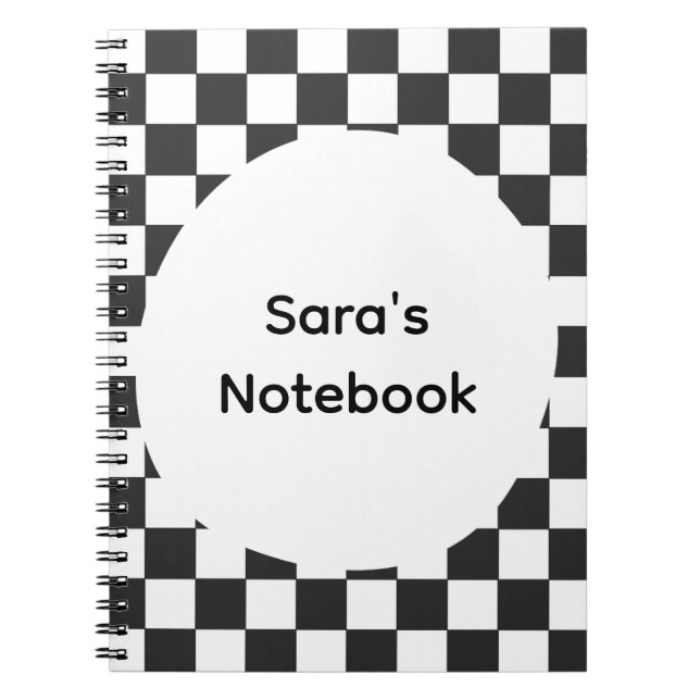 Personalized Checkerboard Spiral Notebook  (Front)