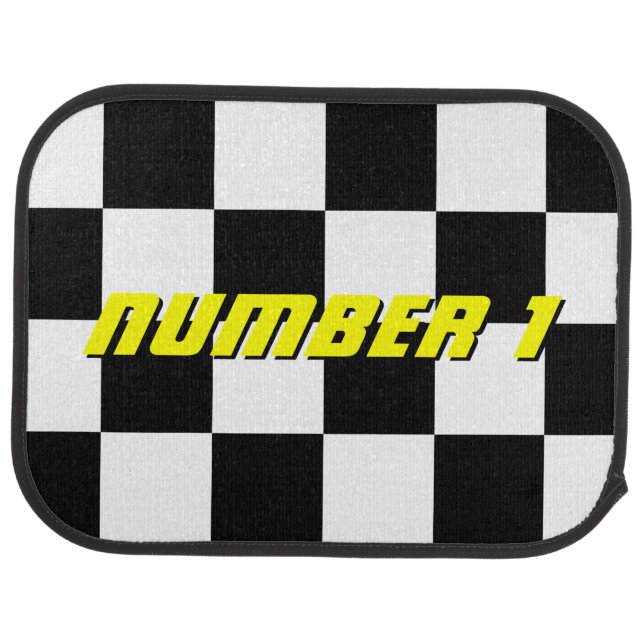 Personalized checkered flag rear racing car mats (Rear)
