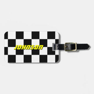 Personalized checkered flag travel luggage tag