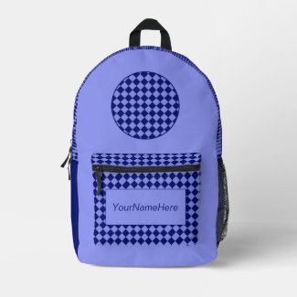 Personalized Checkered Fun Shapes Blue Lavender 