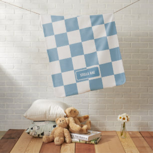 Personalized Checkered Iris Baby Blue Blanket