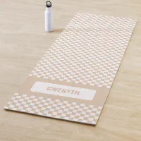 Personalized Checkered Light Neutral Double Sided Yoga Mat
