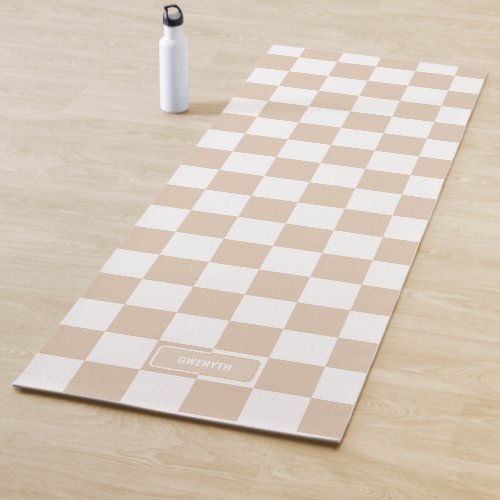Personalized Checkered Light Neutral Yoga Mat
