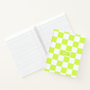 Personalized Checkered Neon Lime Green Highlighter Notebook