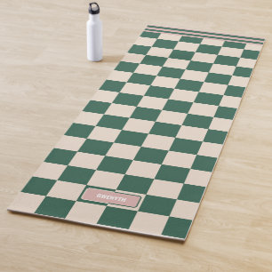 Personalized Checkered Pink & Green Yoga Mat